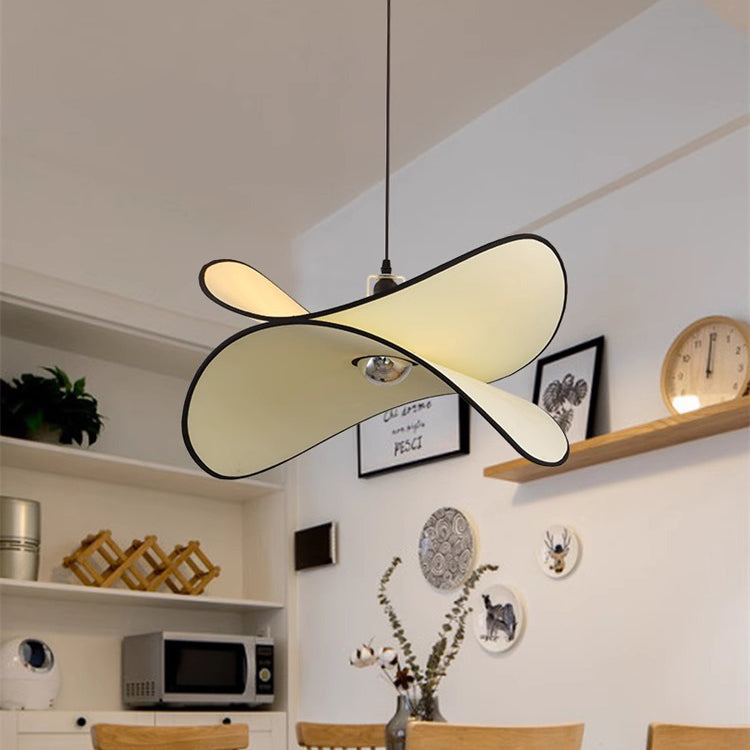 Traditional French Potato Chip Shape Iron Fabric 1-Light Pendant Light For Bedroom