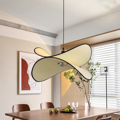 Traditional French Potato Chip Shape Iron Fabric 1-Light Pendant Light For Bedroom