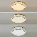 Modern Luxury Round Stainless Steel Crystal LED Flush Mount Ceiling Light For Bedroom
