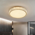 Modern Luxury Round Stainless Steel Crystal LED Flush Mount Ceiling Light For Bedroom
