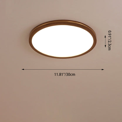 Modern Minimalist Round Square Rectangular Wood Acrylic LED Flush Mount Ceiling Light For Living Room