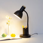 Modern Minimalist Iron Wood Adjustable Angle Pen Holder 1-Light Table Lamp For Study Lumendat