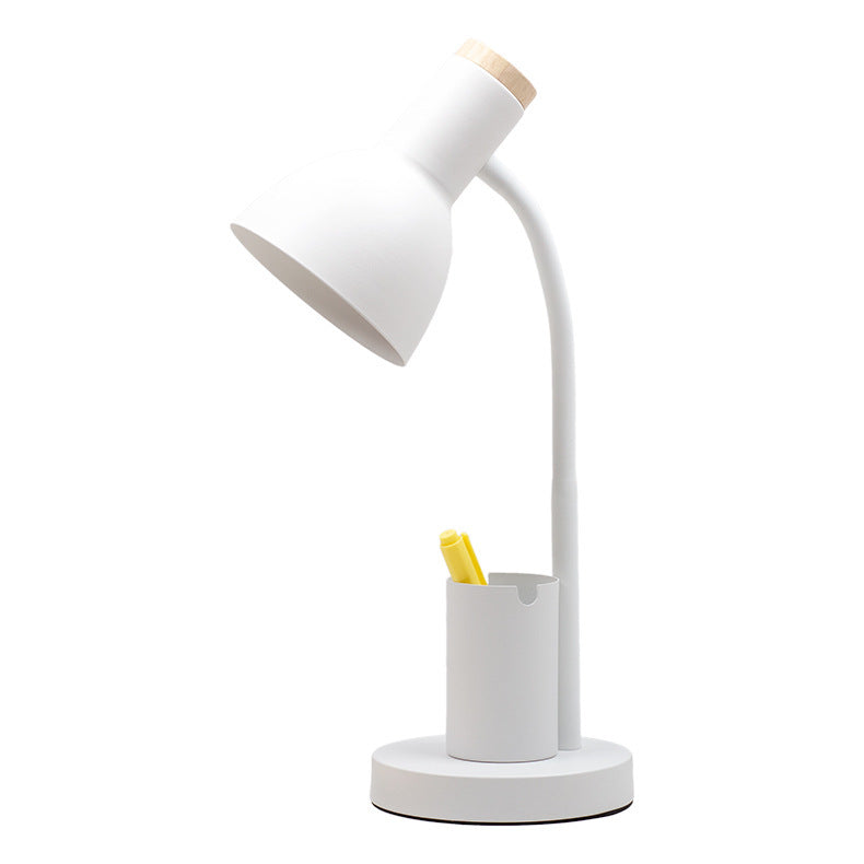 Modern Minimalist Iron Wood Adjustable Angle Pen Holder 1-Light Table Lamp For Study Lumendat