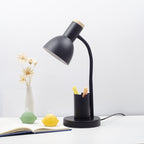 Modern Minimalist Iron Wood Adjustable Angle Pen Holder 1-Light Table Lamp For Study Lumendat