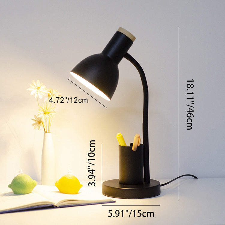 Modern Minimalist Iron Wood Adjustable Angle Pen Holder 1-Light Table Lamp For Study Lumendat