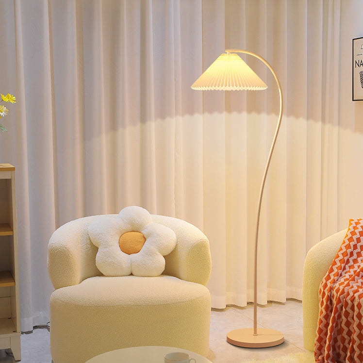 Modern Minimalist Pleated Fabric Iron 1-Light Standing Floor Lamp For Living Room Lumendat