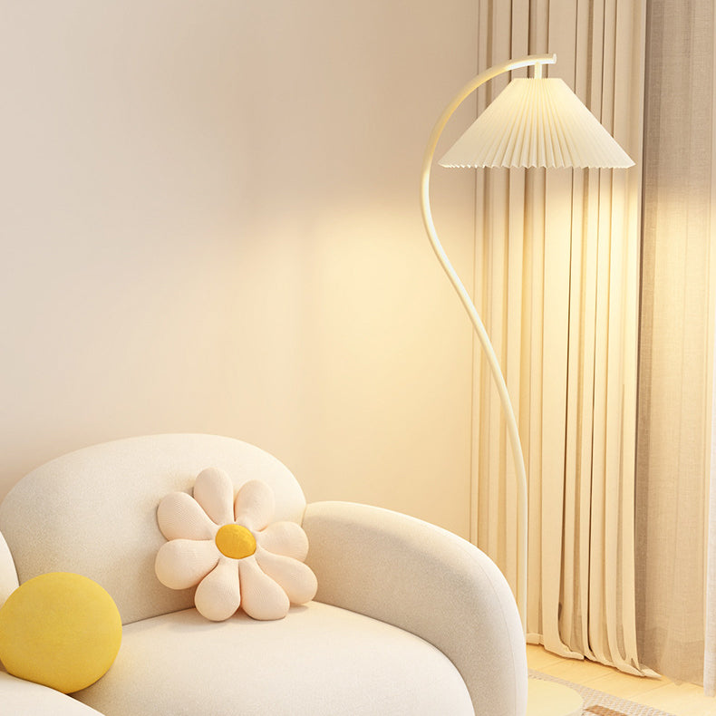 Modern Minimalist Pleated Fabric Iron 1-Light Standing Floor Lamp For Living Room Lumendat