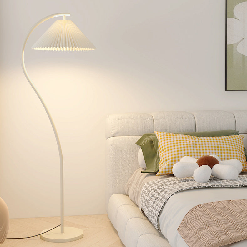 Modern Minimalist Pleated Fabric Iron 1-Light Standing Floor Lamp For Living Room Lumendat