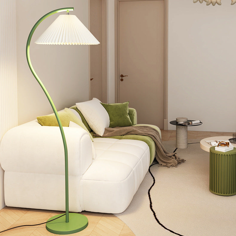 Modern Minimalist Pleated Fabric Iron 1-Light Standing Floor Lamp For Living Room Lumendat