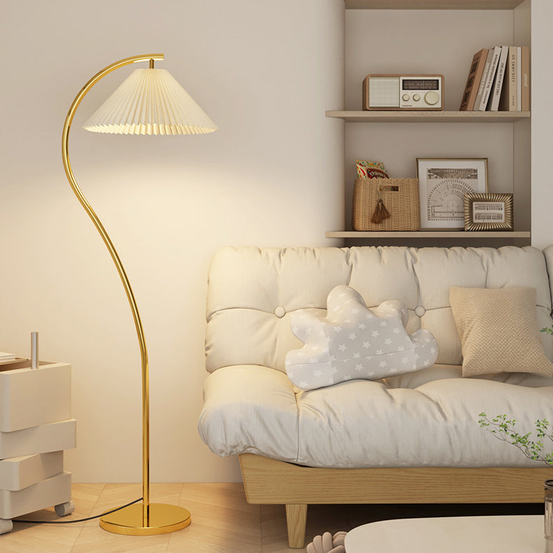Modern Minimalist Pleated Fabric Iron 1-Light Standing Floor Lamp For Living Room Lumendat