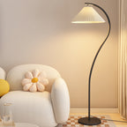 Modern Minimalist Pleated Fabric Iron 1-Light Standing Floor Lamp For Living Room Lumendat