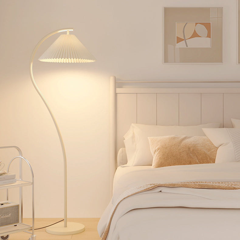 Modern Minimalist Pleated Fabric Iron 1-Light Standing Floor Lamp For Living Room Lumendat