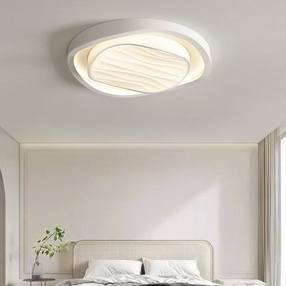 Modern Simplicity Cream Irregular Pentagon Triangle Iron Acrylic LED Flush Mount Ceiling Light For Bedroom