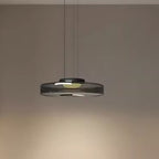 Modern Luxury Disc Glass Metal LED Pendant Light For Bedroom