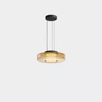 Modern Luxury Disc Glass Metal LED Pendant Light For Bedroom