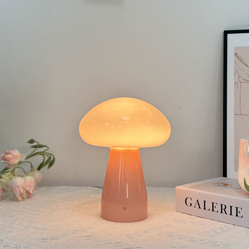 Contemporary Nordic Mushroom Shape Glass USB LED Table Lamp For Bedroom Lumendat