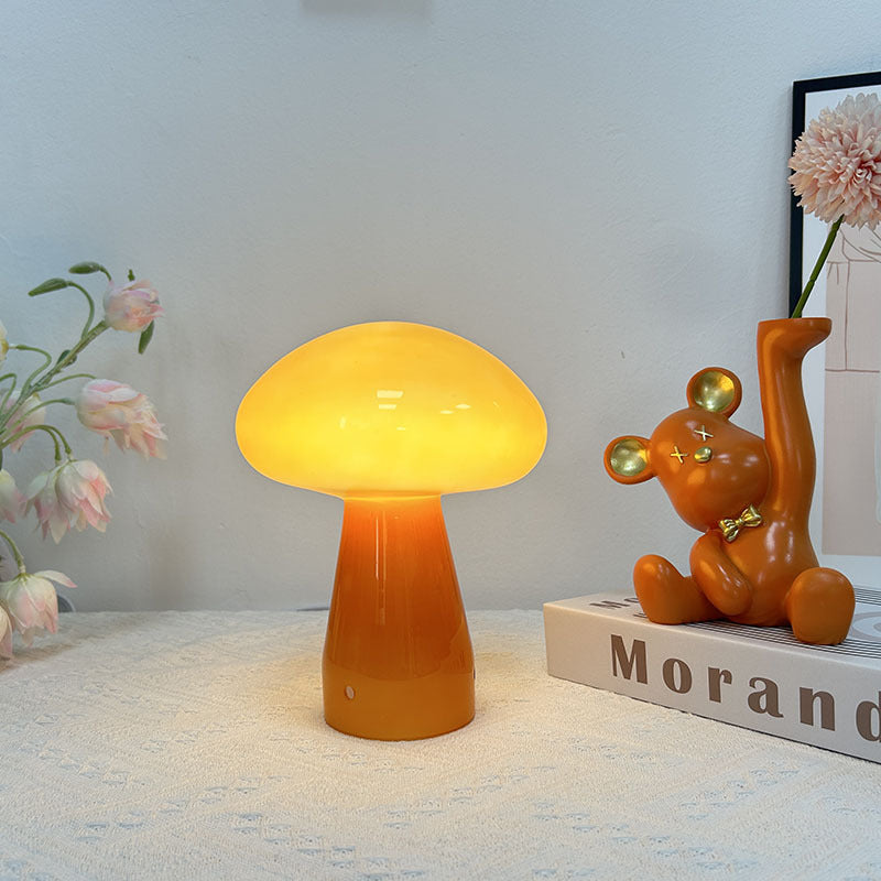 Contemporary Nordic Mushroom Shape Glass USB LED Table Lamp For Bedroom Lumendat