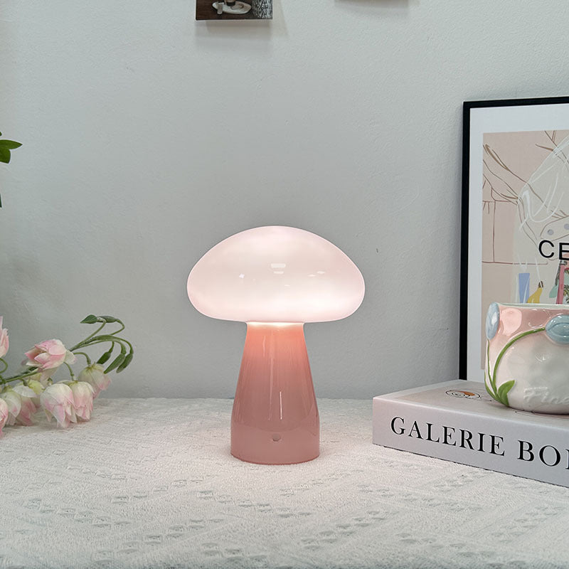 Contemporary Nordic Mushroom Shape Glass USB LED Table Lamp For Bedroom Lumendat