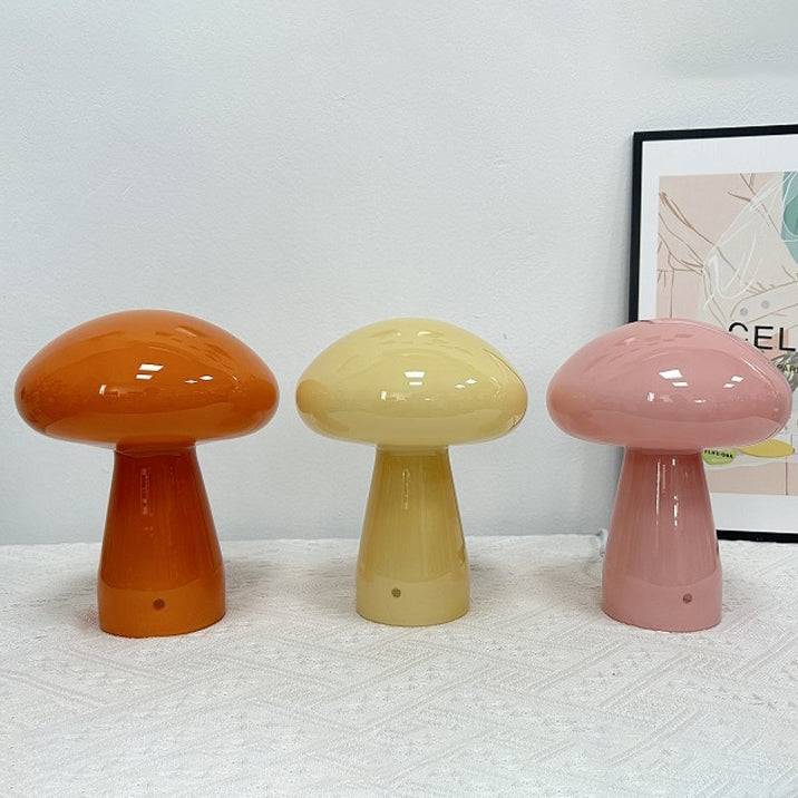 Contemporary Nordic Mushroom Shape Glass USB LED Table Lamp For Bedroom Lumendat