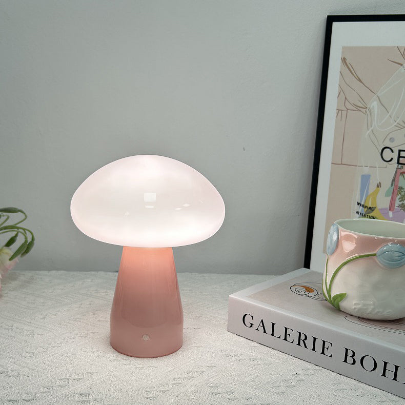 Contemporary Nordic Mushroom Shape Glass USB LED Table Lamp For Bedroom Lumendat