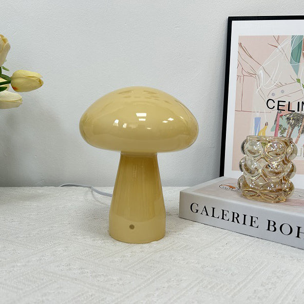 Contemporary Nordic Mushroom Shape Glass USB LED Table Lamp For Bedroom Lumendat