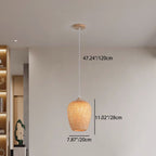 Contemporary Boho Lantern Shape Bamboo Weaving Wood 1 - Light Pendant Light For Dining Room