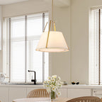 Contemporary Nordic Double Fabric Trapezoid Iron 1-Light Pendant Light For Living Room