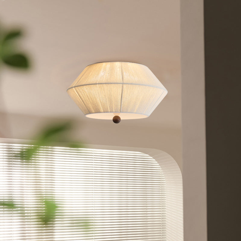 Traditional French Flying Saucer Shape Hemp Rope Wood 3-light Flush Mount Ceiling Light for Living Room
