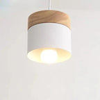 Modern Minimalist Wood Iron Round Cylinder 1-light Pendant Light for Living Room BulbSquare