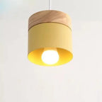 Modern Minimalist Wood Iron Round Cylinder 1-light Pendant Light for Living Room BulbSquare