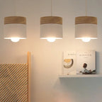 Modern Minimalist Wood Iron Round Cylinder 1-light Pendant Light for Living Room BulbSquare