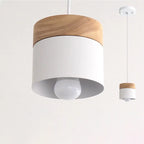 Modern Minimalist Wood Iron Round Cylinder 1-light Pendant Light for Living Room BulbSquare