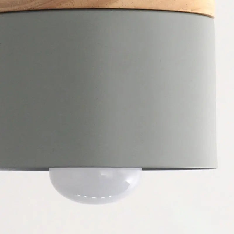 Modern Minimalist Wood Iron Round Cylinder 1-light Pendant Light for Living Room BulbSquare