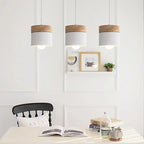 Modern Minimalist Wood Iron Round Cylinder 1-light Pendant Light for Living Room BulbSquare