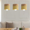 Modern Minimalist Wood Iron Round Cylinder 1-light Pendant Light for Living Room BulbSquare