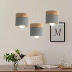 Modern Minimalist Wood Iron Round Cylinder 1-light Pendant Light for Living Room BulbSquare