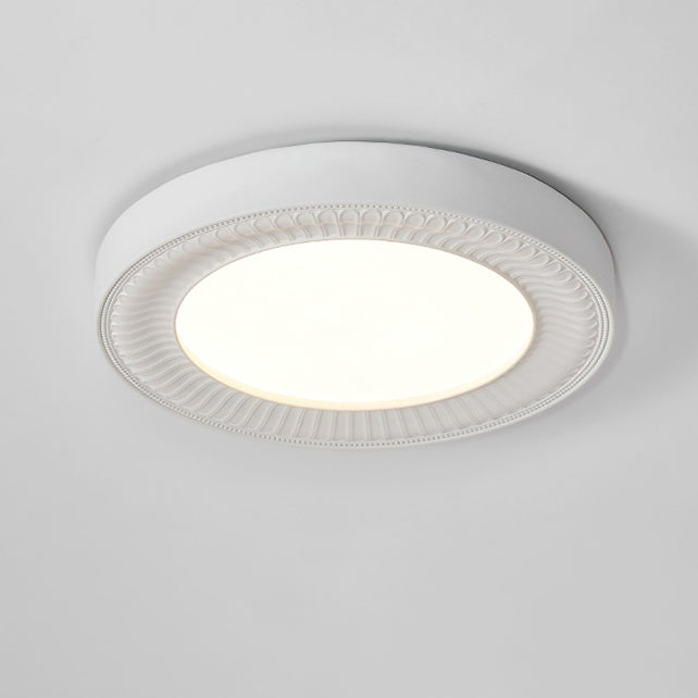Traditional French Round Carving Resin Iron Acrylic LED Flush Mount Ceiling Light For Bedroom Lumendat