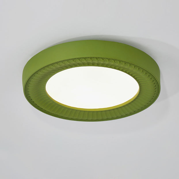 Traditional French Round Carving Resin Iron Acrylic LED Flush Mount Ceiling Light For Bedroom Lumendat