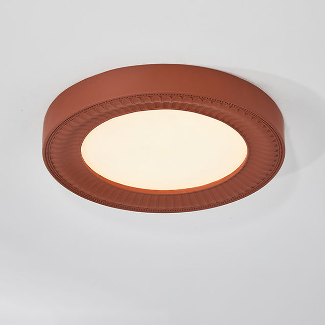 Traditional French Round Carving Resin Iron Acrylic LED Flush Mount Ceiling Light For Bedroom Lumendat