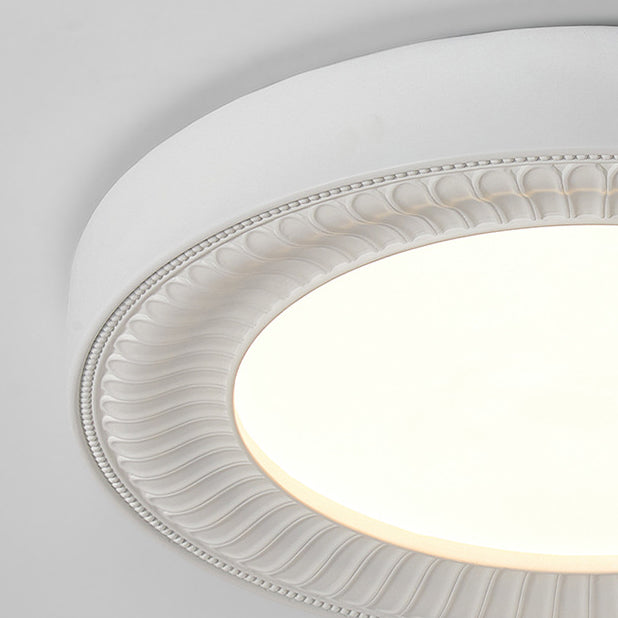 Traditional French Round Carving Resin Iron Acrylic LED Flush Mount Ceiling Light For Bedroom Lumendat