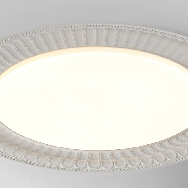 Traditional French Round Carving Resin Iron Acrylic LED Flush Mount Ceiling Light For Bedroom Lumendat