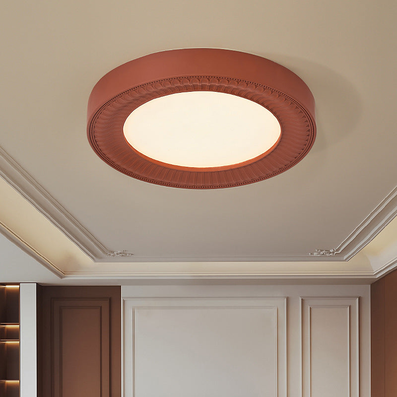 Traditional French Round Carving Resin Iron Acrylic LED Flush Mount Ceiling Light For Bedroom Lumendat