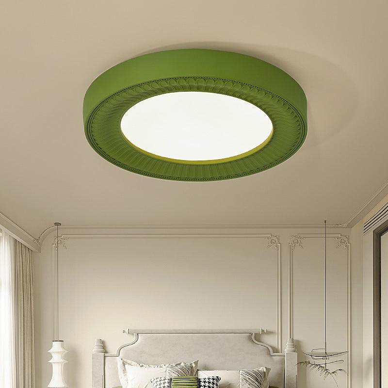 Traditional French Round Carving Resin Iron Acrylic LED Flush Mount Ceiling Light For Bedroom Lumendat