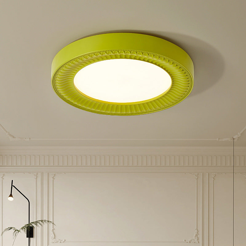 Traditional French Round Carving Resin Iron Acrylic LED Flush Mount Ceiling Light For Bedroom Lumendat