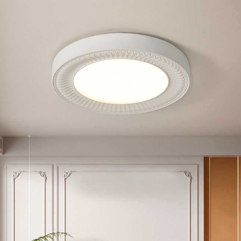 Traditional French Round Carving Resin Iron Acrylic LED Flush Mount Ceiling Light For Bedroom Lumendat