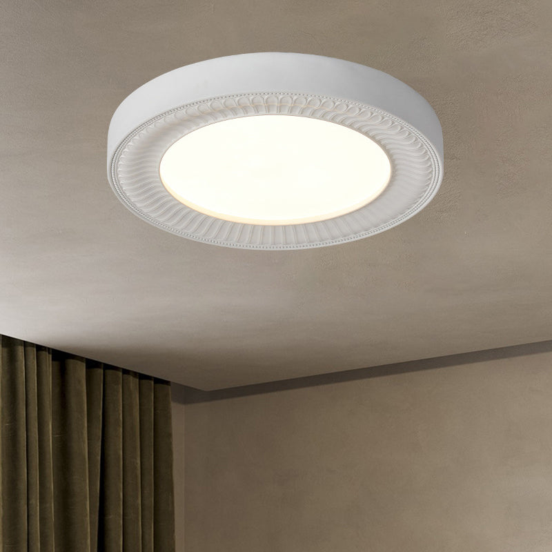 Traditional French Round Carving Resin Iron Acrylic LED Flush Mount Ceiling Light For Bedroom Lumendat