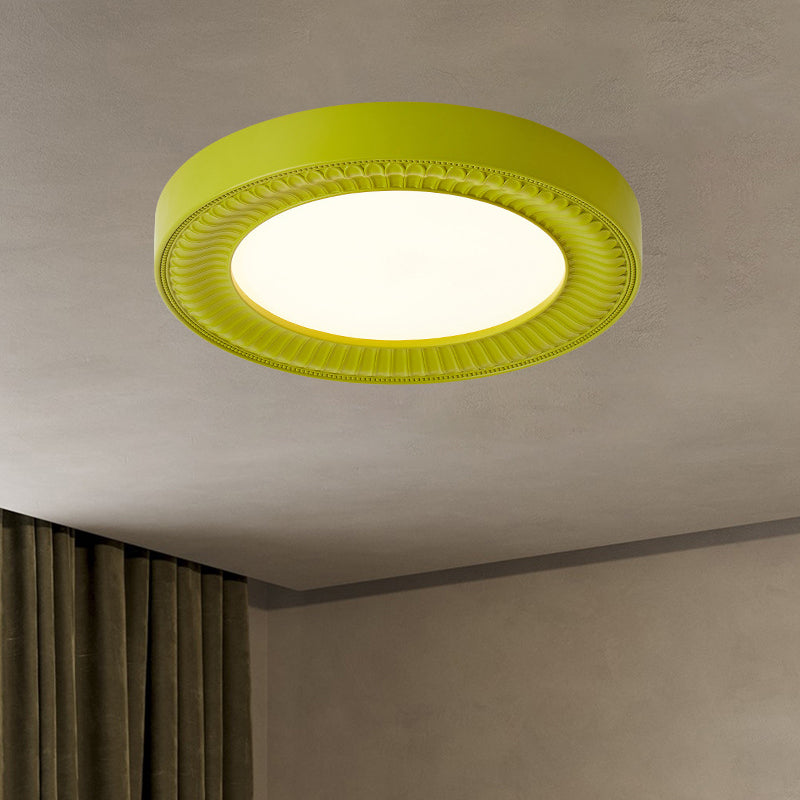 Traditional French Round Carving Resin Iron Acrylic LED Flush Mount Ceiling Light For Bedroom Lumendat