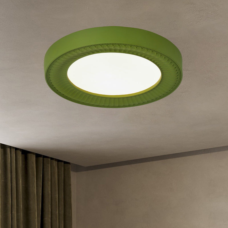 Traditional French Round Carving Resin Iron Acrylic LED Flush Mount Ceiling Light For Bedroom Lumendat