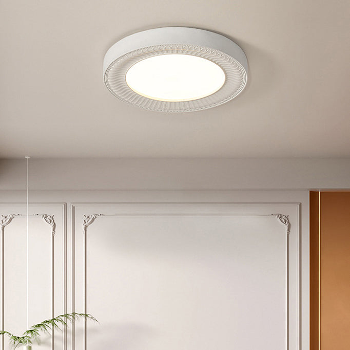 Traditional French Round Carving Resin Iron Acrylic LED Flush Mount Ceiling Light For Bedroom Lumendat