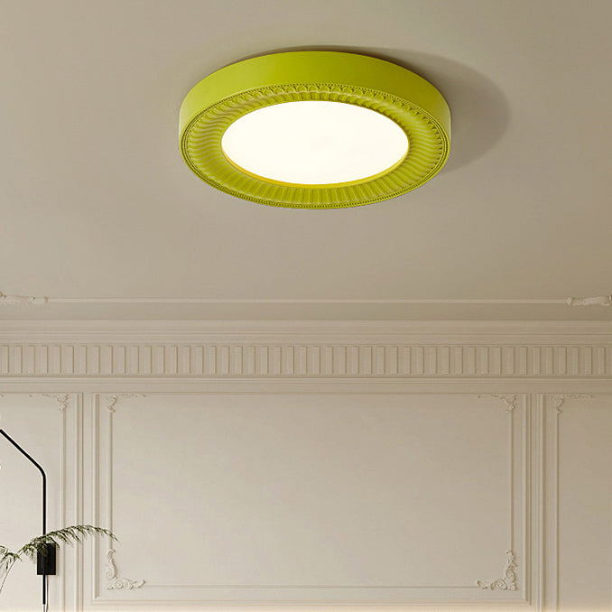 Traditional French Round Carving Resin Iron Acrylic LED Flush Mount Ceiling Light For Bedroom Lumendat